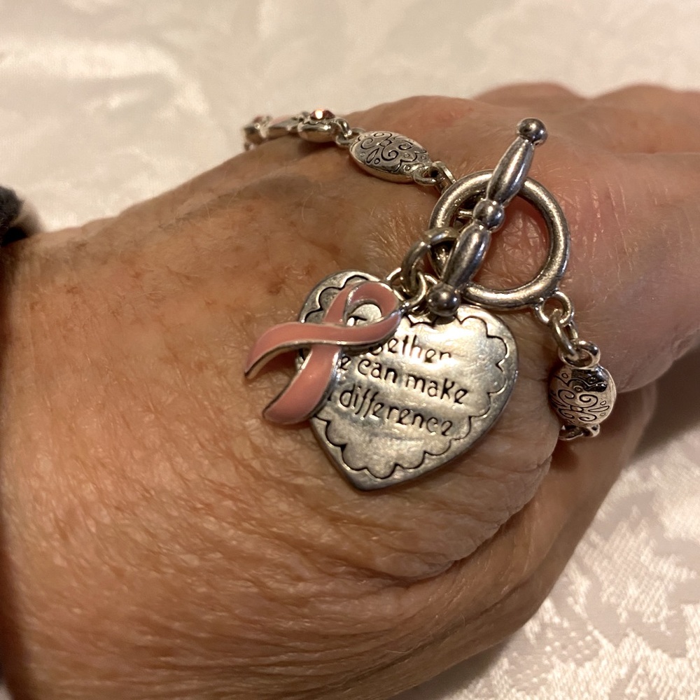 Cancer Cure 7” silver charm Bracelet